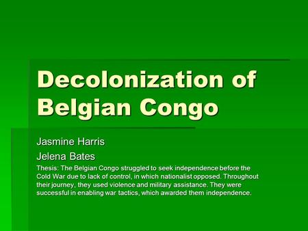 Decolonization of Belgian Congo