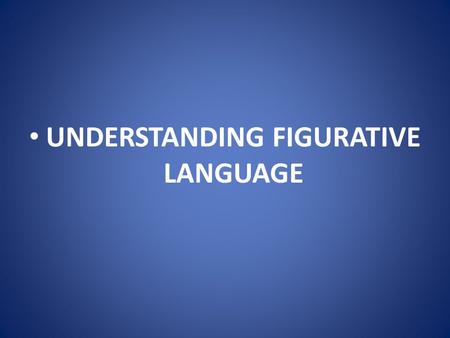UNDERSTANDING FIGURATIVE LANGUAGE. Understanding Figurative Language Introduction A. John 16:25, “These things I have spoken to you in figurative language…”