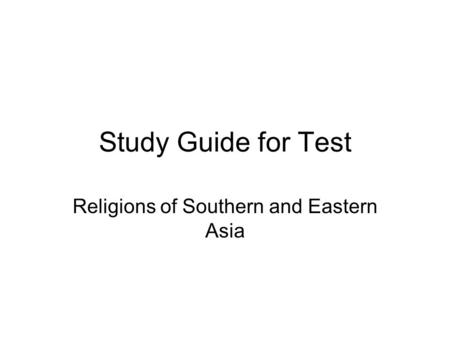 Religions of Southern and Eastern Asia