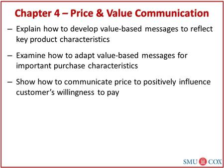 Chapter 4 – Price & Value Communication