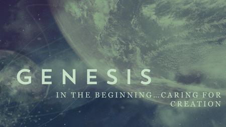 IN THE BEGINNING…CARING FOR CREATION.