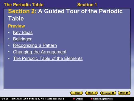 Section 2: A Guided Tour of the Periodic Table