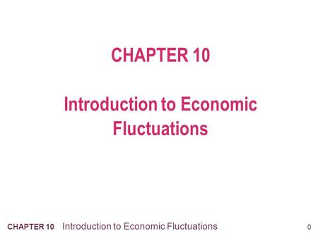 0 CHAPTER 10 Introduction to Economic Fluctuations.