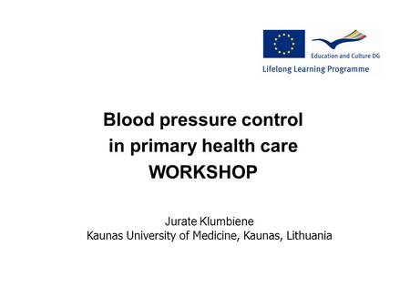 Blood pressure control in primary health care WORKSHOP