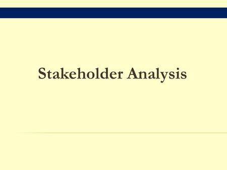Stakeholder Analysis.