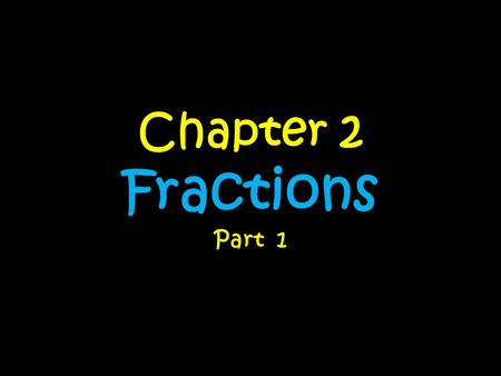 Chapter 2 Fractions Part 1. Day….. 1 – Fraction Models 2 – Comparing Fractions 3 –Ordering Fraction 4 – No School 5- Adding and Subtracting Fractions.