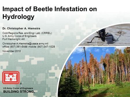 US Army Corps of Engineers BUILDING STRONG ® Impact of Beetle Infestation on Hydrology Dr. Christopher A. Hiemstra Cold Regions Res. and Engr. Lab. (CRREL)