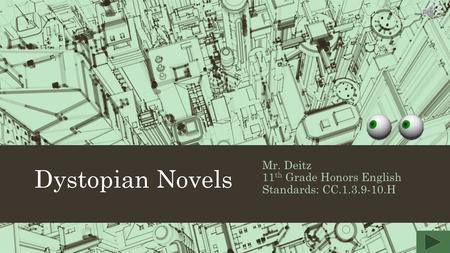 Dystopian Novels Mr. Deitz 11 th Grade Honors English Standards: CC.1.3.9-10.H.