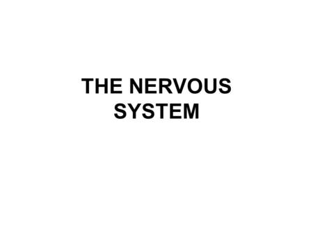 THE NERVOUS SYSTEM. The Nervous System Central Nervous System Peripheral Nervous System BrainSpinal cord Cranial Nerves Spinal Nerves Ganglia.