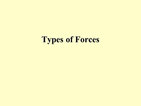 Types of Forces. Four Main Forces in Universe Gravity F g. Electromagnetic EM Strong Nuclear Strong or Nuclear Weak Nuclear Weak All Forces fall into.