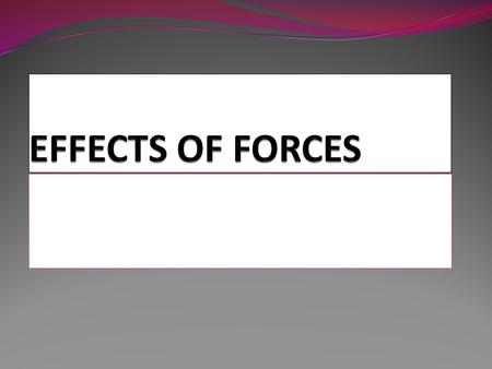 EFFECTS OF FORCES.