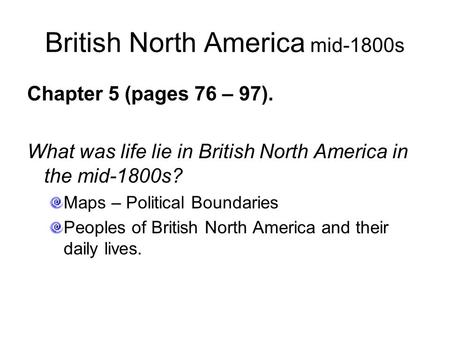 British North America mid-1800s