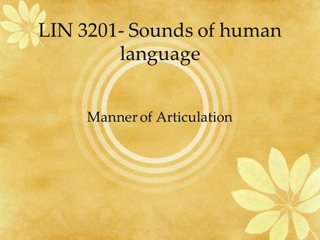 LIN Sounds of human language