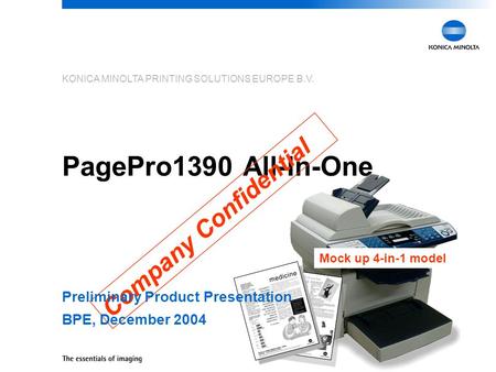 Preliminary Product Presentation BPE, December 2004