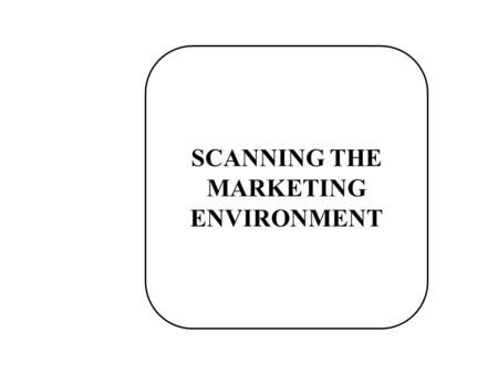 SCANNING THE MARKETING ENVIRONMENT. Environmental Scanning The process of continually acquiring information on events* occurring outside the organization.