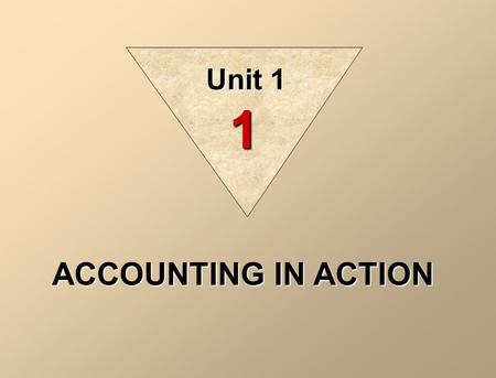 ACCOUNTING IN ACTION Unit 1 1 Gerald Trenholm 7 MacCauly Drive Fredericton NB Identification Select economic events (transactions ) Recording Record,