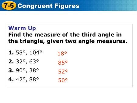 7-5 Congruent Figures Warm Up