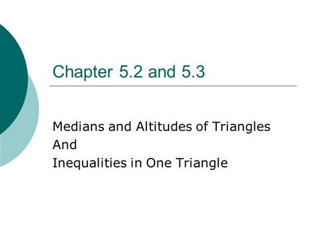 Medians and Altitudes of Triangles And Inequalities in One Triangle
