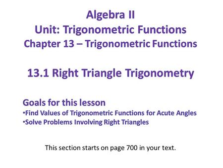 Unit: Trigonometric Functions