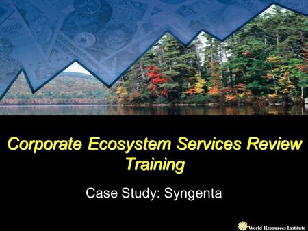 World Resources Institute Corporate Ecosystem Services Review Training Case Study: Syngenta.