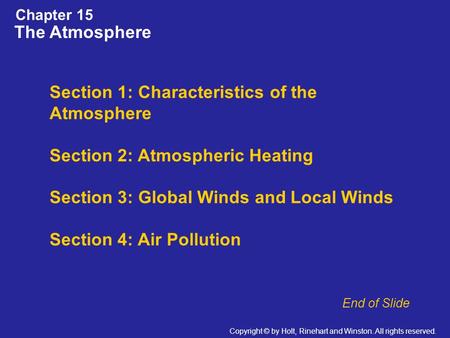 Section 1: Characteristics of the Atmosphere