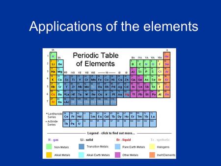 Applications of the elements