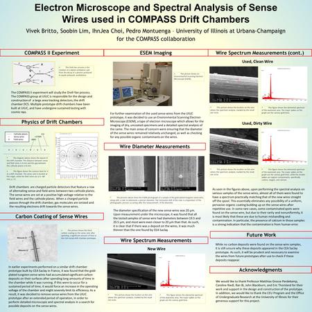 Electron Microscope and Spectral Analysis of Sense Wires used in COMPASS Drift Chambers Vivek Britto, Soobin Lim, IhnJea Choi, Pedro Montuenga – University.