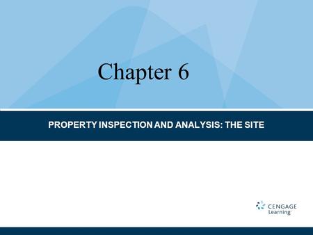 PROPERTY INSPECTION AND ANALYSIS: THE SITE Chapter 6.
