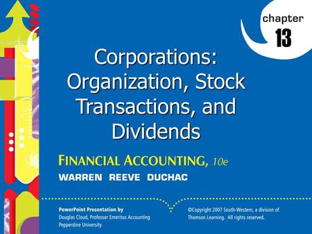 Click to edit Master title style 1 1 1 13 Corporations: Organization, Stock Transactions, and Dividends.