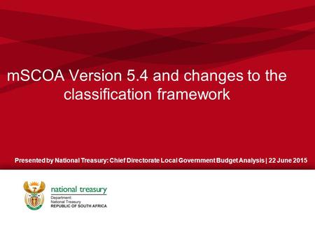 mSCOA Version 5.4 and changes to the classification framework