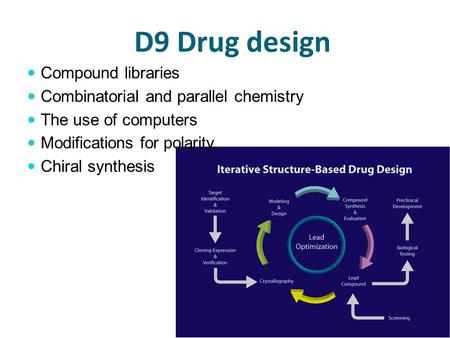 D9 Drug design Compound libraries Combinatorial and parallel chemistry