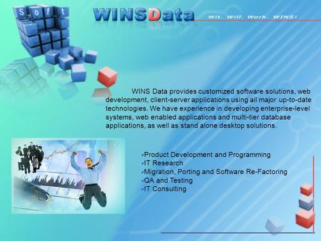 WINS Data provides customized software solutions, web development, client-server applications using all major up-to-date technologies. We have experience.
