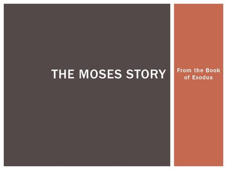 From the Book of Exodus THE MOSES STORY.  The Prince of Egypt refers to the Exodus story from the Bible  The word “Exodus” means “to exit”  This is.