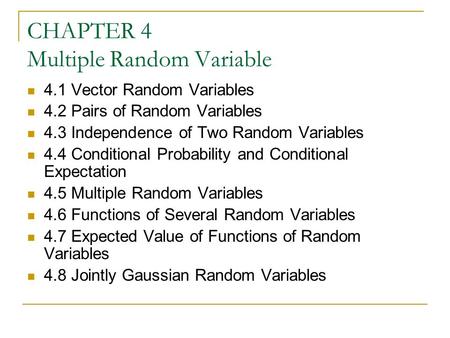 CHAPTER 4 Multiple Random Variable