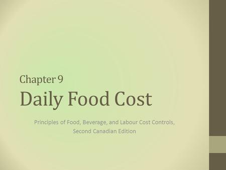 Chapter 9 Daily Food Cost