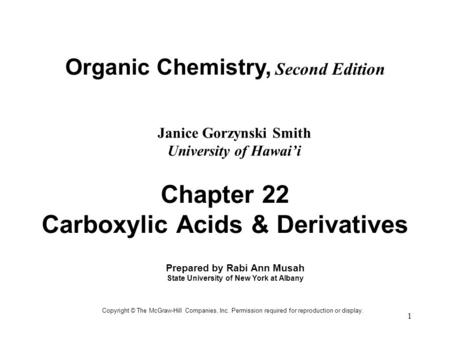 Chapter 22 Carboxylic Acids & Derivatives