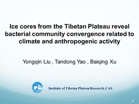 Ice cores from the Tibetan Plateau reveal bacterial community convergence related to climate and anthropogenic activity Yongqin Liu, Tandong Yao, Baiqing.