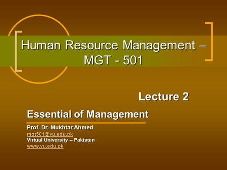 Human Resource Management – MGT - 501