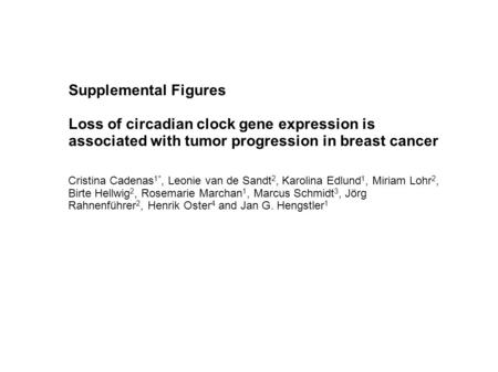 Supplemental Figures Loss of circadian clock gene expression is associated with tumor progression in breast cancer Cristina Cadenas 1*, Leonie van de Sandt.