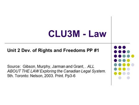 CLU3M - Law Unit 2 Dev. of Rights and Freedoms PP #1