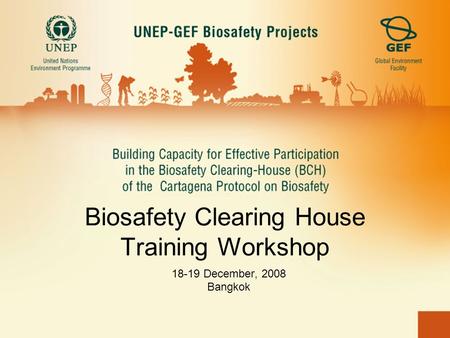 Biosafety Clearing House Training Workshop 18-19 December, 2008 Bangkok.