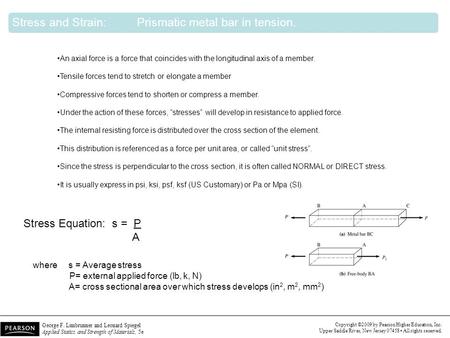 George F. Limbrunner and Leonard Spiegel Applied Statics and Strength of Materials, 5e Copyright ©2009 by Pearson Higher Education, Inc. Upper Saddle River,