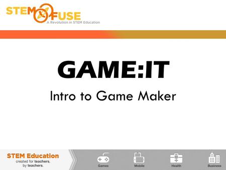 GAME:IT Intro to Game Maker. GAME MAKER  We will be working on software called Game Maker  Game Maker is an “open source” software – that means it’s.
