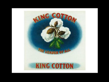 Antebellum: The time period before the Civil War. KING COTTON.