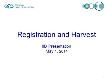 Registration and Harvest IIB Presentation May 1, 2014 1.