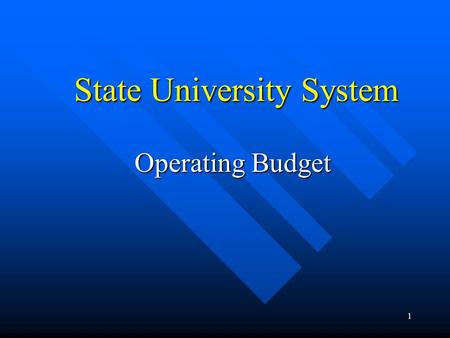 1 State University System Operating Budget. 2 NATURAL RESOURCES $9,047.2 16.9% CRIMINAL JUSTICE $3,374.1 6.3% GENERAL GOVERNMENT $4,131.5 7.7% EDUCATION.