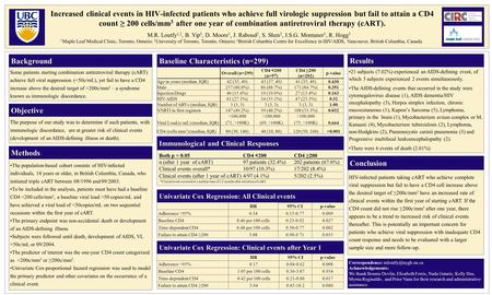 Increased clinical events in HIV-infected patients who achieve full virologic suppression but fail to attain a CD4 count ≥ 200 cells/mm 3 after one year.