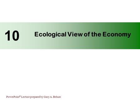 PowerPoint ® Lecture prepared by Gary A. Beluzo Ecological View of the Economy 10.