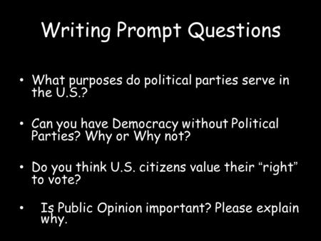 Writing Prompt Questions