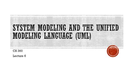 CS 360 Lecture 6.  A model is a simplification of reality  We build models to better understand the system being developed.  We build models of complex.
